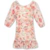 image:imageSpeechless Girls 34 Puff Sleeve Floral Ruched Ruffle Hem Knee Length DressIvoryCoral