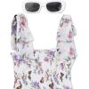 image:imageSpeechless Girls Butterfly Print Bow Shoulder Tiered Maxi Dress with SunglassesIvoryMulti