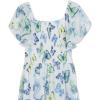image:imageSpeechless Girls Chiffon Flutter Sleeve Hanky Hem Midi DressIvoryBlue