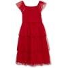 image:imageSpeechless Girls Flutter Sleeve Swiss Dot Smocked Bodice Midi DressRed