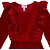 image:imageSpeechless Girls Glitter Velvet Long Sleeve Skater Party DressRed