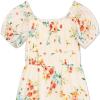 image:imageSpeechless Girls KneeLength Woven Dress with Square Neck and Short SleevesIvoryOrange