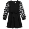 image:imageSpeechless Girls Long 3D Mesh Sleeve Scuba Crepe Party DressBlack