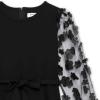 image:imageSpeechless Girls Long 3D Mesh Sleeve Scuba Crepe Party DressBlack