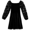 image:imageSpeechless Girls Long Sleeve Flocked Tulle and Velvet Party DressBlack