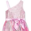 image:imageSpeechless Girls One Shoulder Shimmer Midi Dress with Bow AccentGreyPink