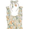 image:imageSpeechless Girls Printed Chiffon Smocked Bodice Maxi Dress with Pearl HeadbandIvoryYellow Floral