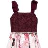 image:imageSpeechless Girls Printed Lace Mikado Bow Shoulder HighLow Midi with Rhinestone WaistBurgundy