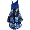 image:imageSpeechless Girls Printed Lace One Shoulder Rhinestone Trim Waist HighLow Midi DressNavyBlack