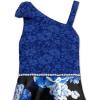 image:imageSpeechless Girls Printed Lace One Shoulder Rhinestone Trim Waist HighLow Midi DressNavyBlack