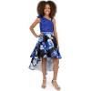 image:imageSpeechless Girls Printed Lace One Shoulder Rhinestone Trim Waist HighLow Midi DressNavyBlack