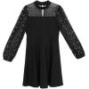 image:imageSpeechless Girls Scuba Crepe Skater Dress with Illusion Neck and Sheer Pearl SleevesBlack