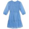 image:imageSpeechless Girls Sheer Long Sleeve Smocked Polka Dot Mesh Overlay Midi Dress with HeadbandBlueSilver