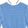 image:imageSpeechless Girls Sheer Long Sleeve Smocked Polka Dot Mesh Overlay Midi Dress with HeadbandBlueSilver