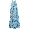 image:imageSpeechless Girls Sleeveless Halter Maxi Tiered Chiffon DressIvoryBlue Floral