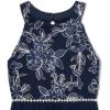 image:imageSpeechless Girls Sleeveless High Neck Embroidered Lace Tulle Rhinestone Waist High Low Midi DressNavy