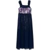 image:imageSpeechless Girls Sleeveless Printed Sequin Chiffon Bow Shoulder WalkThrough Maxi DressNavyPurple