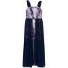 image:imageSpeechless Girls Sleeveless Printed Sequin Chiffon Bow Shoulder WalkThrough Maxi DressNavyPurple