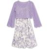 image:imageSpeechless Girls Sleeveless Scoop Neck Floral Midi Dress Crochet Sweater SetIvoryLilac