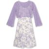 image:imageSpeechless Girls Sleeveless Scoop Neck Floral Midi Dress Crochet Sweater SetIvoryLilac