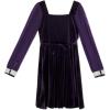 image:imageSpeechless Girls Velvet Skater Dress with Long Sheer Sleeves and Rhinestone CuffsEggplant