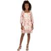 image:imageSpeechless Girls 34 Puff Sleeve Floral Ruched Ruffle Hem Knee Length DressIvoryCoral