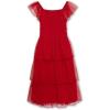 image:imageSpeechless Girls Flutter Sleeve Swiss Dot Smocked Bodice Midi DressRed