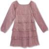 image:imageSpeechless Girls Long Sheer Sleeve Square Neck Tiered Pleated Midi DressRoseSilver