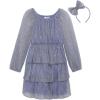 image:imageSpeechless Girls Long Sleeve Plisse Party Dress and HeadbandBlueLavender