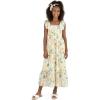 image:imageSpeechless Girls Printed Chiffon Smocked Bodice Maxi Dress with Pearl HeadbandIvoryYellow Floral