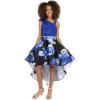 image:imageSpeechless Girls Printed Lace One Shoulder Rhinestone Trim Waist HighLow Midi DressNavyBlack