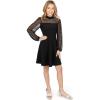 image:imageSpeechless Girls Scuba Crepe Skater Dress with Illusion Neck and Sheer Pearl SleevesBlack