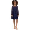 image:imageSpeechless Girls Scuba Crepe Skater Mini Dress with Sheer Sleeves and Pearl DetailNavy