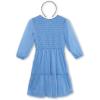 image:imageSpeechless Girls Sheer Long Sleeve Smocked Polka Dot Mesh Overlay Midi Dress with HeadbandBlueSilver