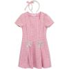 image:imageSpeechless Girls Short Sleeve Boucle Knit Pleated Mini Dress with Rhinestone Accents and HeadbandPinkivory