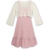 image:imageSpeechless Girls Sleeveless Scoop Neck Floral Midi Dress Crochet Sweater SetBlushIvory