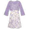 image:imageSpeechless Girls Sleeveless Scoop Neck Floral Midi Dress Crochet Sweater SetIvoryLilac