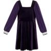 image:imageSpeechless Girls Velvet Skater Dress with Long Sheer Sleeves and Rhinestone CuffsEggplant