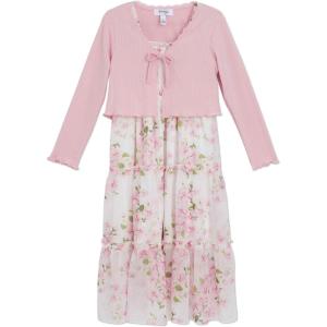 image:imageSpeechless Girls 2piece Floral Maxi Dress Set with CardiganIvoryPink