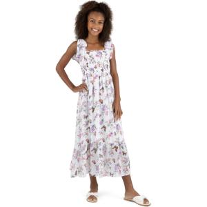 image:imageSpeechless Girls Butterfly Print Bow Shoulder Tiered Maxi Dress with SunglassesIvoryMulti