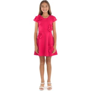 image:imageSpeechless Girls Cap Sleeve Techno Scuba 3D Flower Applique Party DressFuchsia