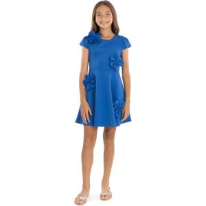 image:imageSpeechless Girls Cap Sleeve Techno Scuba 3D Flower Applique Party DressRoyal Blue