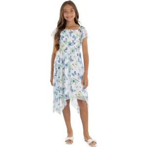 image:imageSpeechless Girls Chiffon Flutter Sleeve Hanky Hem Midi DressIvoryBlue