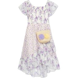 image:imageSpeechless Girls Flutter Sleeve Midi Dress and PurseIvoryLilac