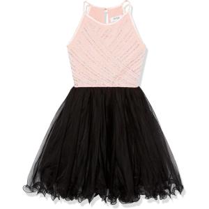 image:imageSpeechless Girls Halter Neck Fit and Flare Party DressBlushBlack