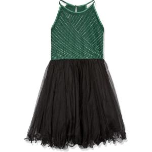 image:imageSpeechless Girls Halter Neck Fit and Flare Party DressHunter GreenBlack