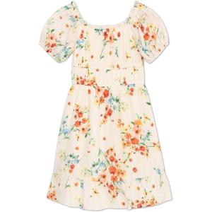 image:imageSpeechless Girls KneeLength Woven Dress with Square Neck and Short SleevesIvoryOrange