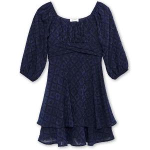 image:imageSpeechless Girls Long Sleeve Jacquard Clip Dot Party DressNavy