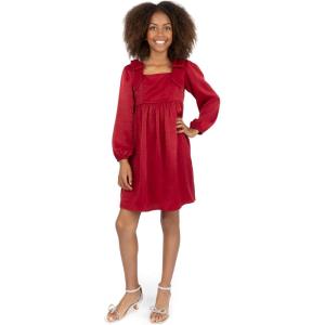 image:imageSpeechless Girls Long Sleeve Satin Babydoll Party DressRed