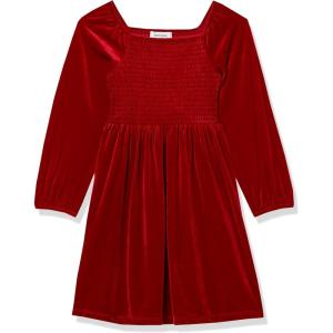 image:imageSpeechless Girls Long Sleeve Smocked Bodice Velvet DressRed
